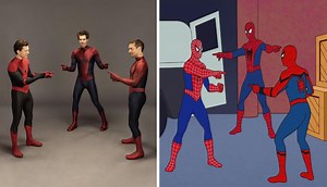 Tom Holland, Tobey Maguire And Andrew Garfield Recreate A Classic Spider-Man Meme — But One Is Apparently Lying About His Butt Size