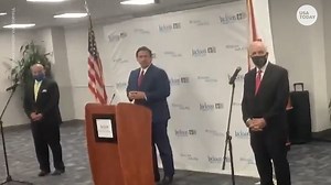 Protestor heckles Florida Gov. at press conference over COVID response