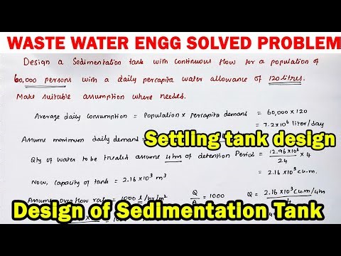 Sedimentation tank Solved design dimension of tank | design of sedimentation tank, water supply engg