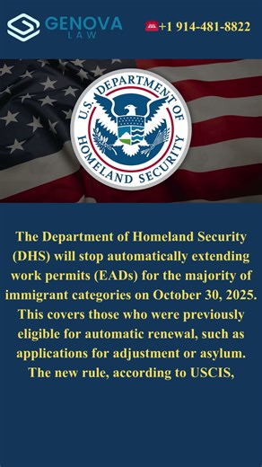 DHS Ends Automatic Work Permit Extensions!🚨#BreakingNews #DHS #WorkPermit #USCIS #EAD #TPS #USlaw