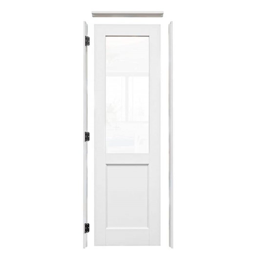Reviews for ARK DESIGN 24 in. x 80 in. 1/2-Lite Clear Glass Right Handed White Solid Core MDF Prehung Door with Quick Assemble Jamb Kit | Pg 1 - The Home Depot