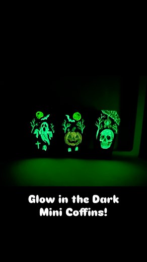 Love how these Glow in the Dark Mini Coffins are coming out! #halloween #halloweendecor #glow #fyp #smallbusiness #craft #pyrography #woodburning #fall #autumn #coffin #pumpkin #skull #ghost | BsWoodburnings | Facebook