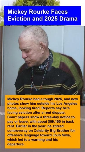 Mickey Rourke Faces Eviction and 2025 Drama