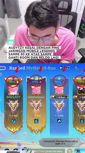 Ada Apa Dengan Ping Jaringan Mobile Legends Partyan Penjoki Aja Pingnya Sampe 50 Ke Atas ? 😱 #mobilelegends #mobilelegendsbangbang #mlbb #MLBB10TH #ALLINMLBB