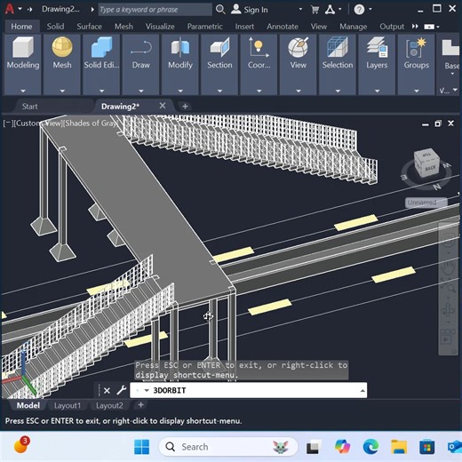 foot over bridge autocad 3d #reelsfacebook #reelschallenge #AutoCAD | AutoCad Tutorials Small