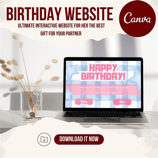 Cute Interactive Birthday Website for Her | Digital Birthday Gift | Editable Online Page - Etsy