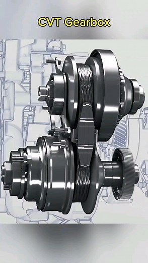 meca systema on Instagram: "The drive belt transmits torque from the primary cone pulley to the secondary cone pulley unit. The belt is V-shaped and consists of several hundred steel elements held together by steel strips. CVT uses a pair of cone-shaped pulleys connected by a metal belt. The key of the operation of the CVT system is a high-friction drive belt. The belt made from high performance steel, transmits drive by thrust rather than tension. The ratio of the rotations, or the gear ratio,