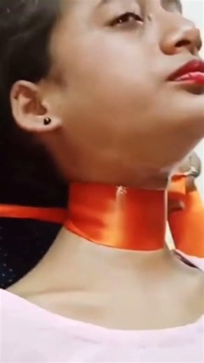 Strangle neck with red ribbon hard😣😣