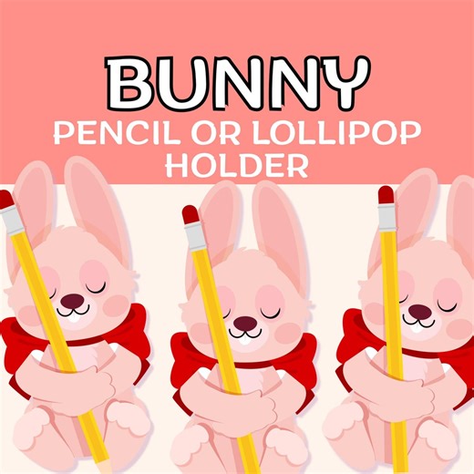 Printable Valentine Bunny Card, Cut Out Paper Bunny Craft With Pencil or Lollipop Holder, DIY Classroom Valentine Gift, Printable PDF - Etsy