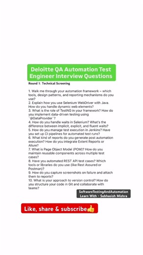 Deloitte QA Automation Interview Questions You MUST Know !