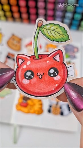 Cherry Cat Sticker🍒 #shorts #art #howtomake