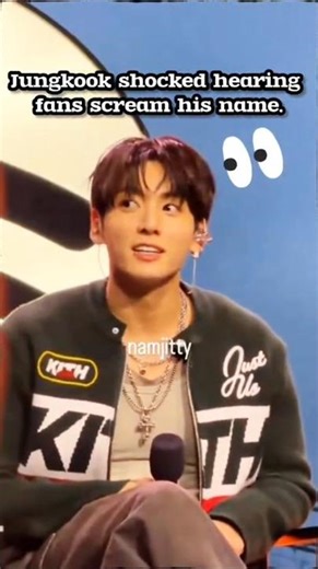 Jungkook shocked hearing fans scream his name #jungkookbts #btscomeback #shortsvideo