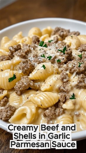 quotidian recipes on Instagram: "Creamy Beef and Shells in Garlic Parmesan Sauce This ultra-creamy beef and pasta dish is the ultimate comfort food! Perfectly seasoned ground beef, tender pasta shells, and a velvety garlic Parmesan sauce make it a weeknight staple in our house, and it’s always a winner on chilly holiday evenings too. Ingredients: 12 oz medium pasta shells 1 lb ground beef 1 tbsp olive oil (if needed) 1 small onion, finely chopped 3 garlic cloves, minced 1 tsp Italian seasoning 1