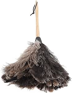 Duster, 55cm Handmade Washable Non-electrostatic Duster with Wooden Handle Household