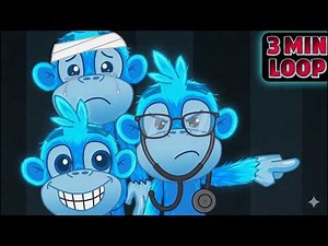 Five Little Monkeys Jumping On The Bed [3 MIN LOOP] | Baby Monkeys Nursery Rhymes!