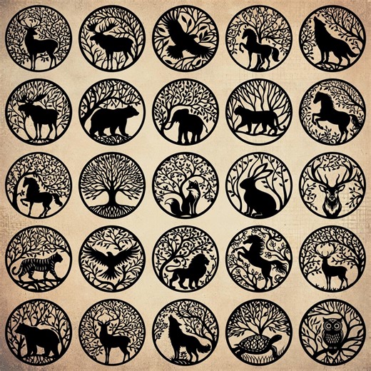 Tree of Life SVG Bundle, Animal Laser Cut Files (65 SVG & PNG Files) - Etsy