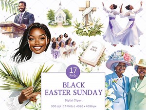 African American Easter Clipart | Black Church Printable Easter PNG | Religious Christian Faith Graphics for Holy Week | Instant Download - Etsy