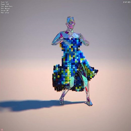 Fluid Dress - TyFlow voxels and splines