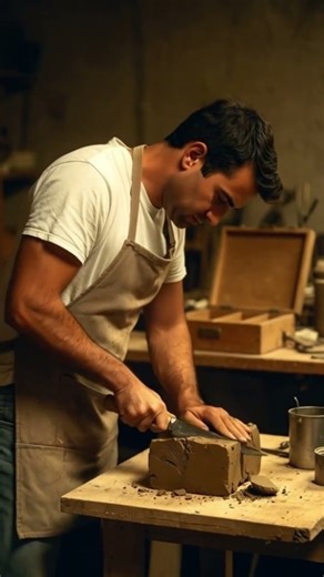 Process and technique for cutting solid clay easily #shorts