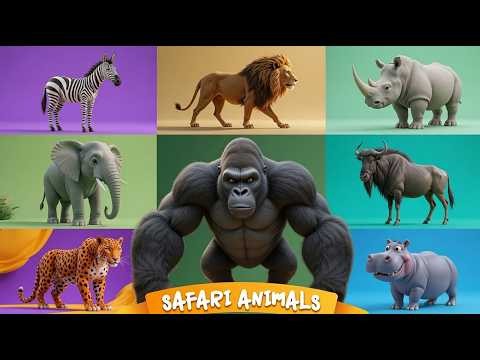 Safari Animal Sounds Song 🐘 | Learn Animal Names and Sounds | Nursery Rhymes for Kids