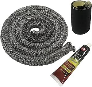 Protalwell Wood Stove Gasket, 3/4" Wood Stove Door Gasket Kit, Gasket Rope Replacement for Stove or Fireplace Doors, Grey Color Fiberglass Gasket