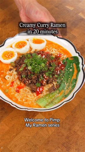 Genio Ng on Instagram: "Creamy Curry Ramen Hack in 20 minutes Rich, creamy curry ramen with the umami depth of CHIN-SU Fish Sauce and the heat of CHIN-SU Hot Sauce. So good! Ingredients For the Miso Curry Broth: 2 tbsp oil 6 cloves garlic, minced 2 tsp ginger, minced 1 tbsp lemongrass 2 tbsp curry paste 1 tbsp miso paste 1 can coconut milk (400 mL) 2 cups chicken broth 2 tbsp CHIN-SU fish sauce 1 tbsp or more of CHIN-SU hot sauce (adjust to your preference) 1 tbsp sugar 4 kaffir lime leaves 2 po