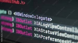 Coding UX UI script text on screen, HTML5 in editor for website development, Close up Macro of Programming code software developer.