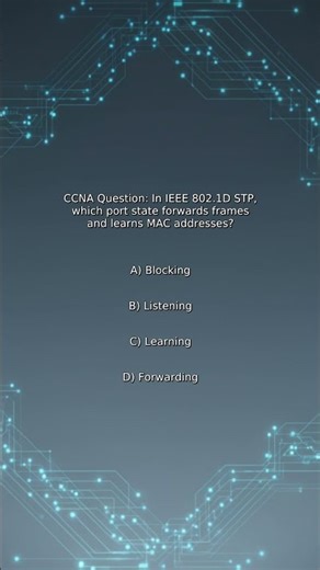 CCNA Quiz: In IEEE 802.1D STP, which port state forwards frames and learns MAC addresses?