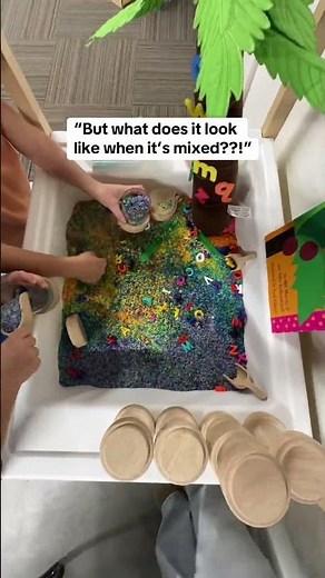 I’ve gotten this question a lot about our Chicka Chicka Boom Boom Sensory Table — what does it look