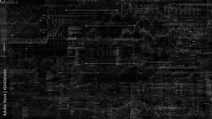 PNG Alpha.Loop Hud screens with futuristic elements.Zoom out.Technological infinite endless intro with digits, code text and equalizer. Stock Video