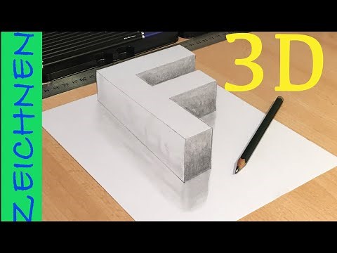 Wie ZEICHNEN man ein 3D Buchstaben F, Zeichnen Lernen für Anfänger #3DdrawJG