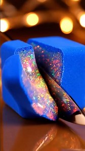 Ultra-Satisfying Slice: The Crisp CRUNCH of **Sapphire-Milk Block** Reveals a Liquid-Opal Core