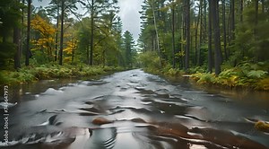 River flooding in the middle of forest