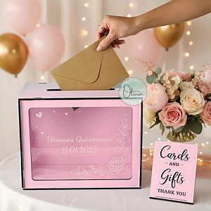 Quinceanera Card Box Sweet16 Money Box Personalized Wooden Box Elegant Rose Design Custom Party Envelope Holder Misquince Decor Gift Box - Etsy