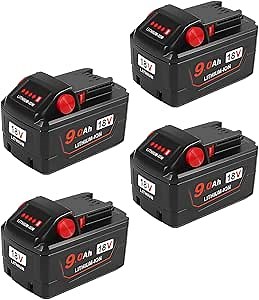 4Packs 9.0 Ah Replacement for Milwaukee M - 18 Battery