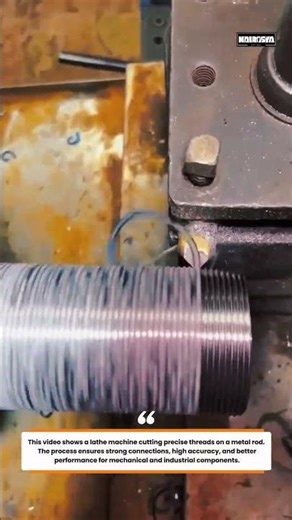 Thread Cutting on Metal Rod | Satisfying Lathe Machining Process