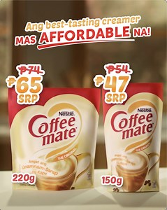 Don’t settle for pwede na, dito ka na sa best-tasting creamer, COFFEE-MATE! Mas affordable na vs. previous price so you can bring back your best cup of coffee. ASC Ref Code: N0260P030124N | COFFEE MATE Philippines