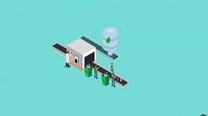 Garbage recycling. Waste sorting machine, trash conveyor, getting recyclables process 3d isometric cartoon animation video