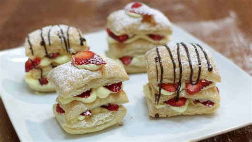 How to make Napoleon | Easy strawberry Napoleon puff pastry