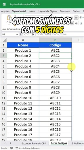 INACREDITÁVEL: criando códigos aleatórios no Excel em poucos segundos! #excel #dicas #dicasdeexcel