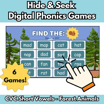 Short Vowel CVC Digital Phonics Games | No Prep Google Slides Center