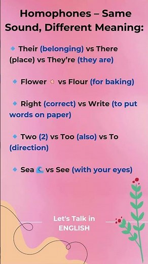 Homophones – Same Sound, Different Meaning