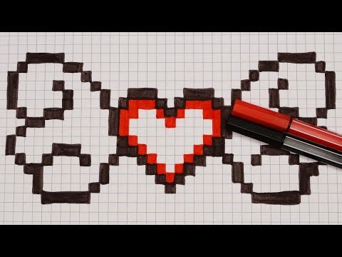 DIY Handmade Pixel Art | How to draw a Heart with Wings | Valentines Day Mothers Day | Fathers Day