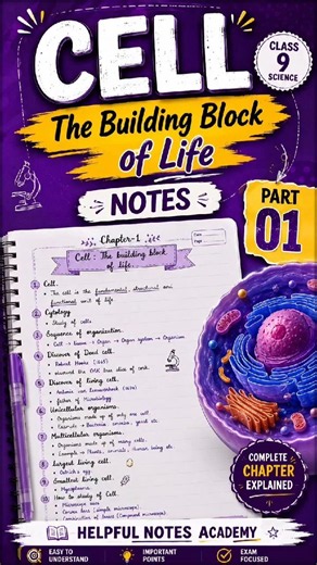 🧫 Cell: The Building Block of Life | Class 9 Notes 📚✨ #Class9 #Science #Cell