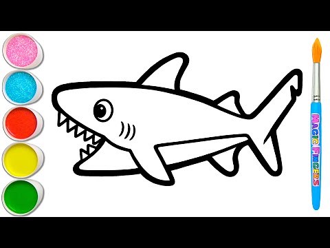 Ikan Hiu Menggambar, Melukis dan Mewarnai untuk Anak, Balita | Bagaimana Menggambar Hewan Laut #268