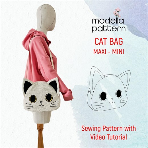 CAT BAG Bag Sewing Pattern PDF With Video Tutorial -2 Size - Handmade Bag Pattern - Pdf Download Digital Sewing Pattern - Etsy