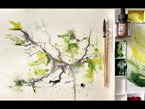 Really Easy 5 MINUTE IVY LEAVES Experiment! Beginner friendly watercolor ink landscape painting demo