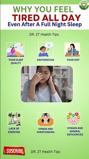 Why You Feel Tired All Day 😴 (Even After Full Sleep!) | Dr. ZT’s Health Tips #healthtips