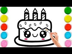 How To Draw Cute Cake Easy For Kids Step By Step | Birthday Cake Drawing For Kids