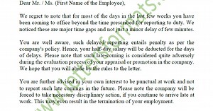 Warning letter to Employee for Regular Late Coming to Office